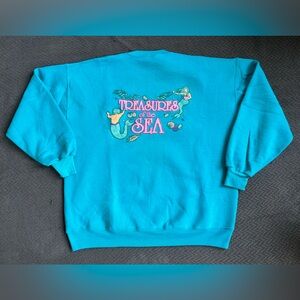 Vintage men’s XL soft blue sweatshirt, novelty mermaid sweater